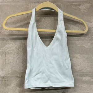 Women's blue Ribbed Halter Top